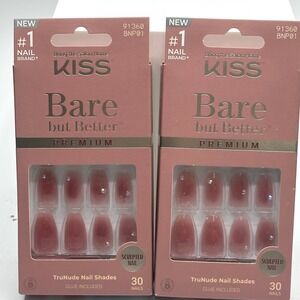 2 Pack KISS Bare but Better Premium Press-On Nails Women Red 2 Pack lot